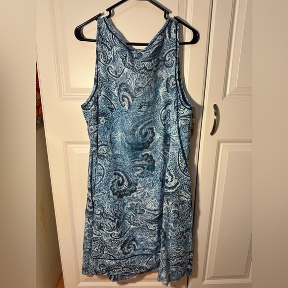 J. Jill 100% Linen Sleeveless Dress with Pockets – Blue Paisley – Size large - Picture 5 of 7